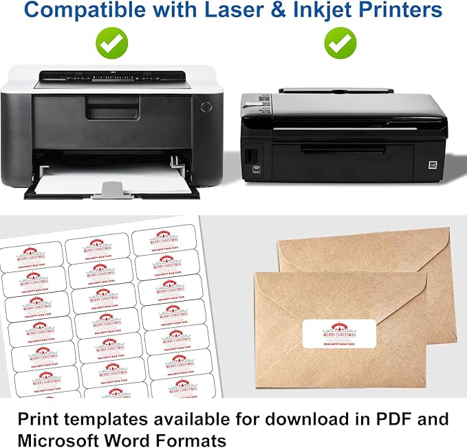 [50 Sheets] 1” X 2-5/8” Printable Address Labels 1500 Mailing Label for Envelopes 30-up Labels White, 5160 8160 Label Sheet for Laser Inkjet Printer