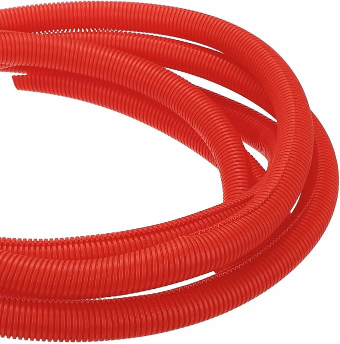 DMiotech 20ft Wire Loom Split Tubing 1 1/4 Inch(31.8mm) ID, Cord Protectors from Pet Flexible Conduit Cable Management for Office Home Garden, Red