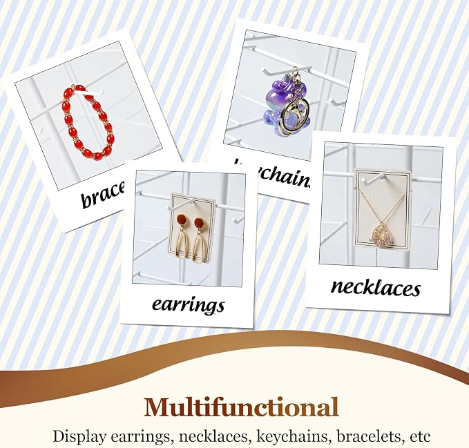 360 Rotating Earring Display Stands for Selling, 4 Tier Metal Earring Rack Holder Stand, Jewelry Display for Selling Earring Cards, Bracelets, Necklaces, KeyChains, Hair Accessories (48 Hooks)