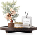 Round Decorative Tray Farmhouse Kitchen Decor Soap Dish, 12" Bark Brown | Waterproof, Lightweight, Easy Clean, Wood Riser Pedestal Stand Accessories for Office Desk, Vanity, Counter, Sink