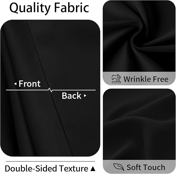 Vatge Magnetic Door Curtain with Rod - W42 x L80, 1 Panel, Black, Thermal Insulated Blackout Curtain for Room Darkening, Temporary Doors for Privacy