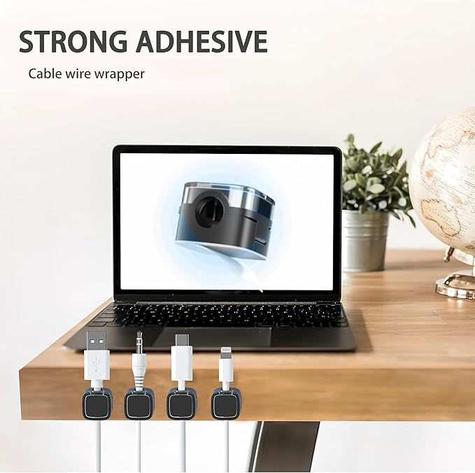6 Pack Magnetic Cord Organizer & Cable Clips - Adjustable Under Desk Cable Management, Adhesive Wire Holder for Home, Office, Phone, Car, Wall, and Nightstand (Violet)