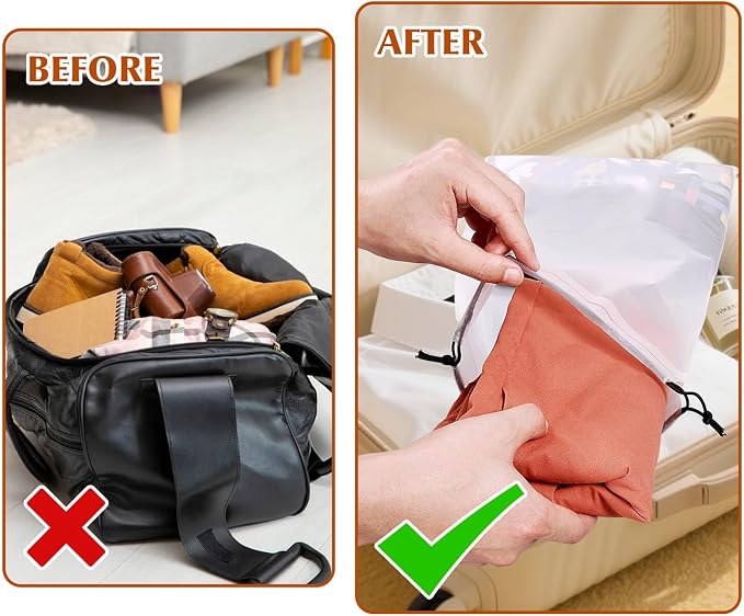 5 Pack Shoe Bags for Travel, Waterproof Drawstring Bag for Men Women, Shoe Storage, Travel Essentials, Organization Accessories (10, Clear)