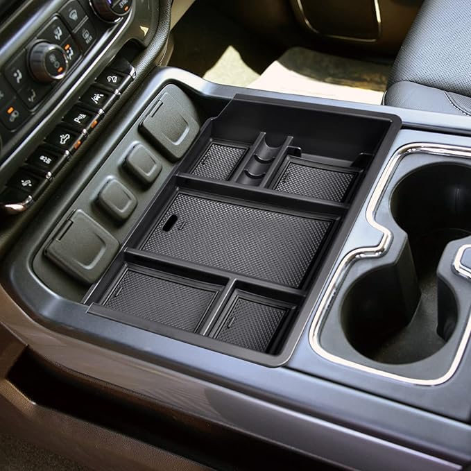 Center Console Organizer Tray for 2014-2018 Chevy Silverado/GMC Sierra 1500 | 2015-2019 Silverado/Sierra 2500HD/3500HD Accessories, Console Insert Tray Add Extra Storage, Full Console w/Bucket Seat ONLY