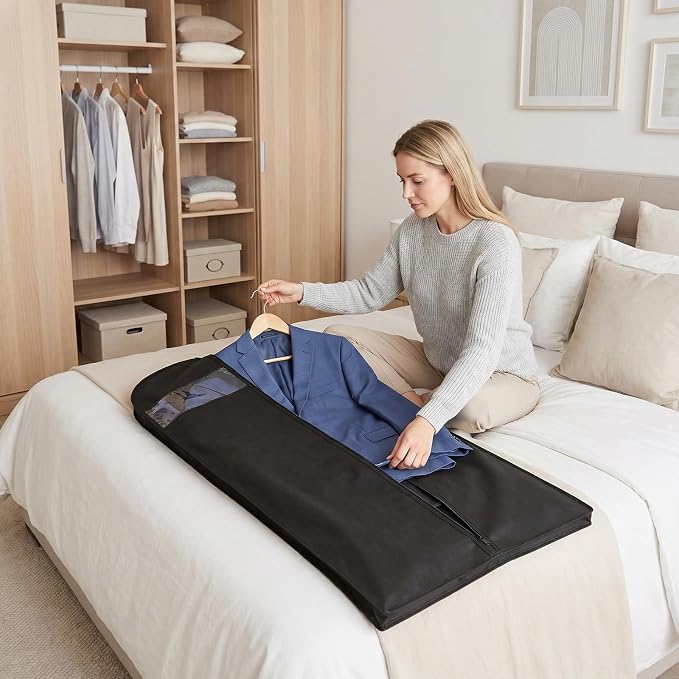 4 PCS 60" Suit Bags for Closet Storage and Travel, Dress Bags for Gowns, Garment Bag for Travel, Gusseted Hanging Garment Bag for Men Suit Cover With Handles, Zipper, Clear Window for Shirt Jacket