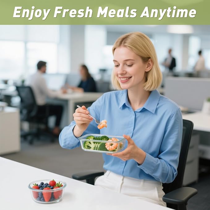 BAYZZ 30 Piece Glass Food Storage Containers Set, Glass Meal Prep Containers with Lids, Airtight Lunch Box, BPA-Free, Microwave, Freezer & Dishwasher Safe,White