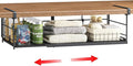 Expandable Under Cabinet Shelf, Extendable Under Shelf Storage with Removable Wire-Like Back for Pantry Cabinet, Laundry Room, Shoe Rack. (Black, 1 Pack, Interior: 5" H x 10" D)