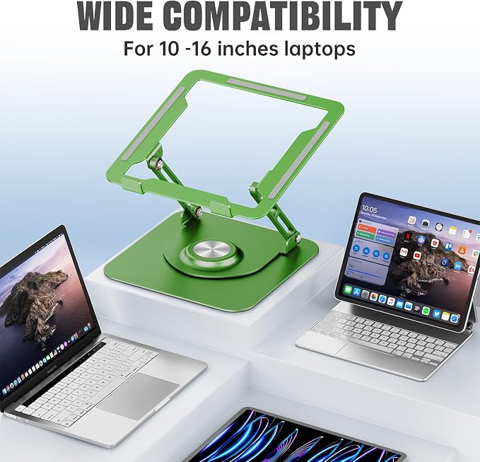 JOYEKY Laptop Stand for Desk, Adjustable Computer Stand with 360° Rotating Base, Ergonomic Laptop Riser for Collaborative Work, Foldable & Portable Laptop Stand, fits for All 10-16" Laptops