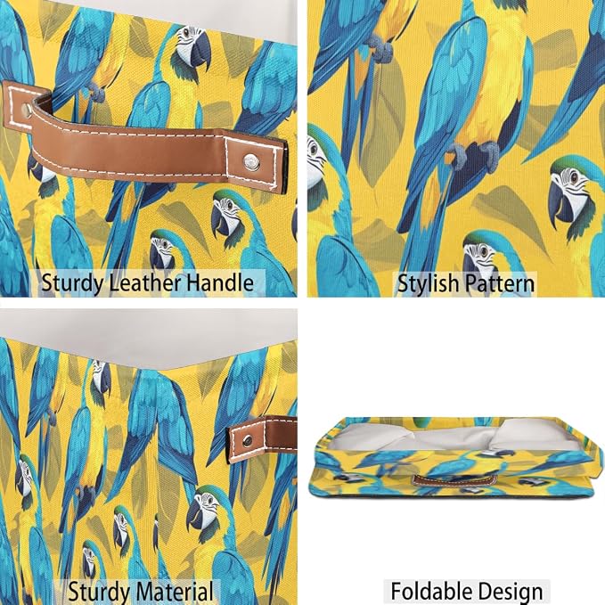 TropicalLife Parrot Storage Cube, 13 Inch Fabric Cube Storage Organizer Bin for Shelves Clothes, Decorative Foldable Storage Boxes