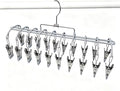 Pants Hangers with 20 Clips, Space Saving Hanging Closet Organizer (Grey) | 360°swivel & non-slip rustproof clips, multi-functional organizer holds leggings, skirts, hats, socks, scarves and lingerie