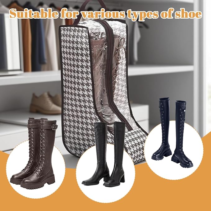 4 Pack Boot Bags for Cowboy Boots Storage Organizer Tall Style, Portable Travel Shoe Bags Protector Box Organizer with Handle for Cowboy Shoes, Dustproof Tote for Packing Travel and Daily Use