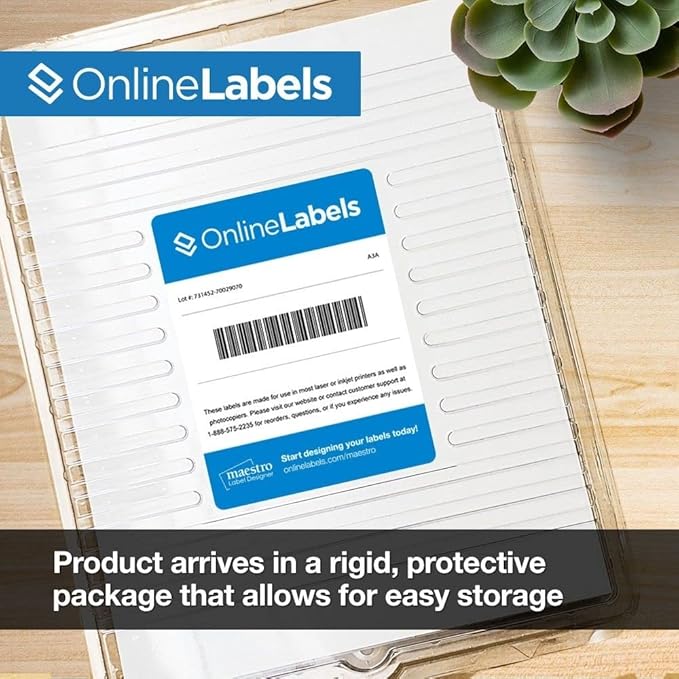 Full Sheet Labels - 8.5 x 11 - Pack of 500 Sheets - Inkjet/Laser Printers - Vertical Back Slit for Easy Peeling - Online Labels