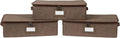Covermates Keepsakes Zip-Top Storage Box Set, 3 Pack Heavy Duty Polyester Organizer Bins, Stackable Design, ID Window, Reinforced Handles, Closet Home Storage, Brown Heather