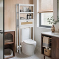 Over Toilet Storage Cabinet with Barn Door & Adjustable Shelves | 24 Inch Wide Bathroom Organizer, Space-Saving, Sturdy Wood, Anti-Tipping, Easy Assembly, for Restroom, Laundry, Small Spaces