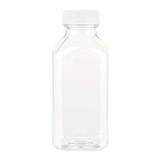 Disposable Juice Container with Caps, 12 Oz Reusable, Clear & Empty Smoothie Bottle For Grab & Go Drink & Juicing Journey, 48 Pack BPA-Free Plastic Water Bottles, Handy, Leak-Proof Beverage Containers