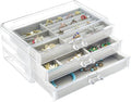 Weiai Acrylic Jewelry Box Organizer 3 Drawer Earring Storage Case Tray for Women