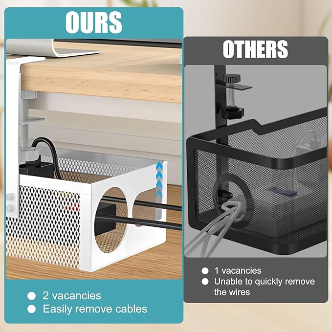Under Desk Cable Management 27 inches Metal Cord Organizer No Drill Wire Management and Cord Organizer for Home Office Standing Desk