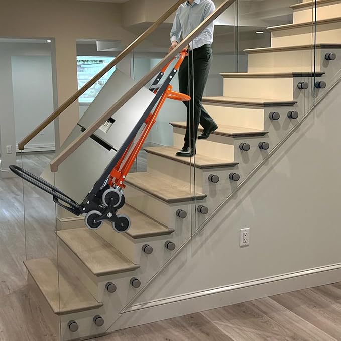 4 in 1Convertible Hand Truck Dolly for Stairs,1000 LBS Capacity Steel Hand Truck,Hand Trucks Heavy Duty Dolly Cart with Stair Climbing Wheels for Moving,Transport (Orange)