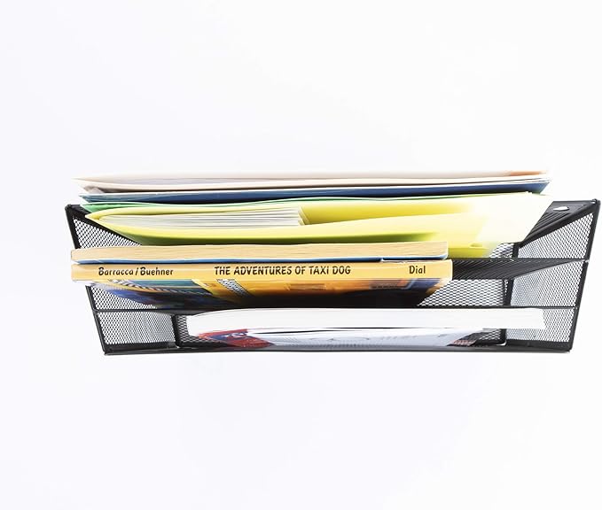 Mind Reader Vertical File Storage, Desktop Organizer, Wall Mount, Office, Metal Mesh, Black