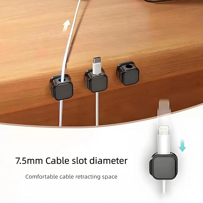 6Pack Spring Cord Organizer,Magnetic Cable Clips, Cable Management, Office Desk Accessories, Cord Organizer, Cable Smooth Adjustable,for Desk, Wall, Car, Home Office, Phone Cable Management(White)