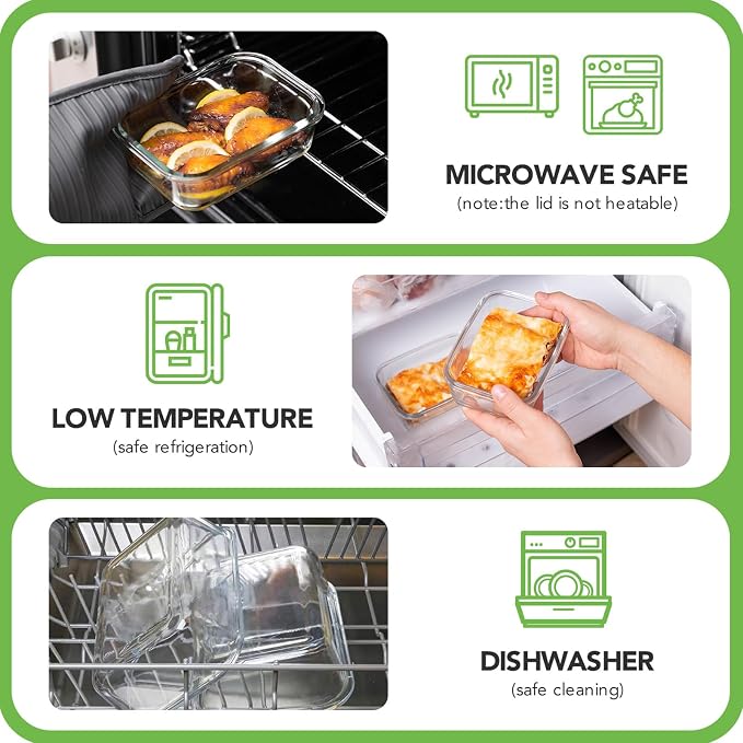 8 Pack Glass Food Storage Containers with Lids(Blue) | Meal Prep Containers with Snap Locking Lids, Airtight Lunch Containers for Microwave, Oven, Freezer and Dishwasher, BPA Free