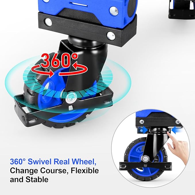 330LB Folding Hand Truck Heavy Duty Carrying, Combination of Four Wheels and Two Wheels Convertible Dolly Cart with Retractable Handle Dolly for Moving Office Carts(Blue)