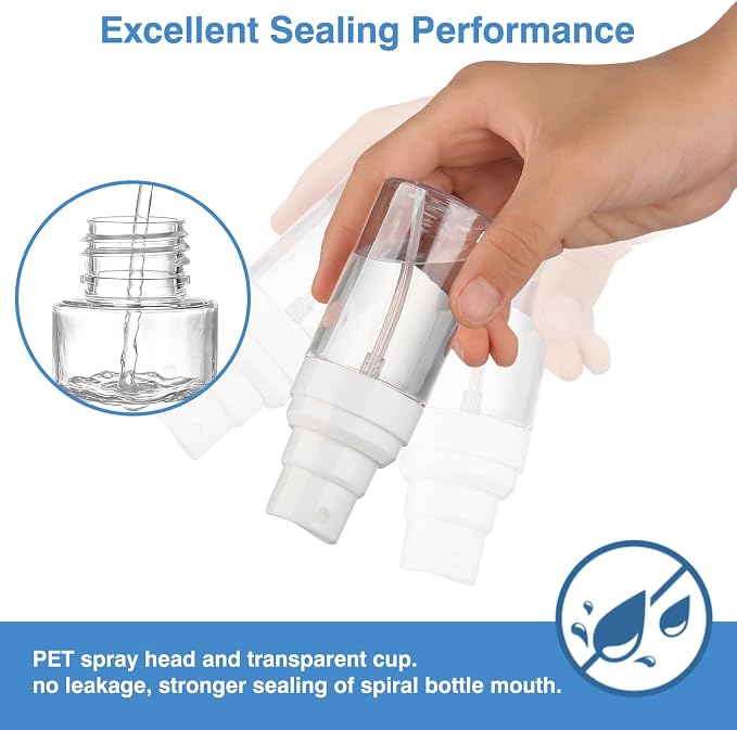 Travel Spray Bottle 2 Pack 1.35oz / 40ml Small Fine Mist Spray Bottles | Empty Mini Spray Bottles Refillable Plastic Travel Bottle - Leak Proof - for Face Toner, Hair Mist, Plants, Cleaning