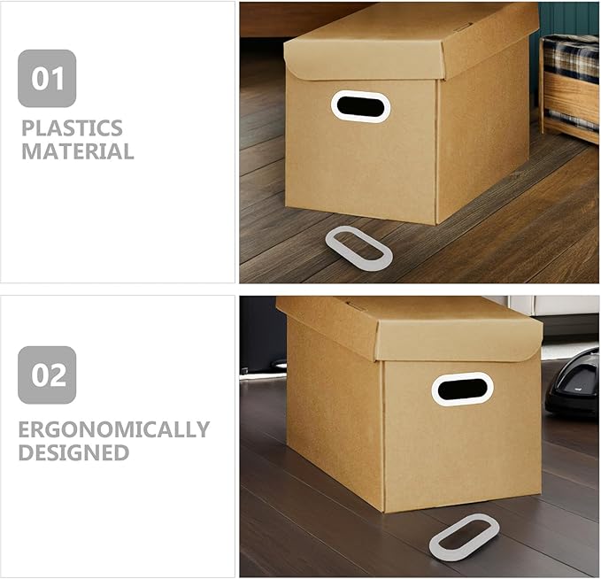 SUPVOX 10pcs Plastic Moving Load Bearing Strap Handles for Carton Boxes and Storage Bins, Adhesive Carry Box Handles for Packing, Moving, and Organizing
