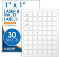 1" X 1" Matte White Printable Labels (30 Sheets, 1890 Stickers) Custom Stickers, Logo and Barcode Stickers for Laser & Inkjet Printers - Spartan Industrial Template S001