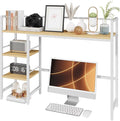 HavenlyYouth Desk Shelf, 38.6 Inch Wood Desk Organizer Shelf for Computer Monitor, Desk Hutch Storage, Desktop Shelf for Top of Desk, 3 Tier Desktop Bookshelf for Home Office Dorm, White