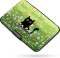 Credit Card Holder RFID Aluminum card case Flowers Cat 2 mini Wallet Women | ABS Business ID Case,Hard Case Large Capacity 6 Slots, Waterproof Durable ，Secure Closure Slim Small Credit Card Protector