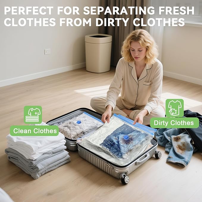 Mapambo 15 Pack Vacuum Storage Bags with -60000Pa USB Pump, Vacuum Seal Bags for Clothing Travel, Space Saver Vacuum Seal Bags for Clothing, Save 80% of Space for Clothes (15 Combo Size)