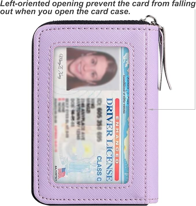 Credit Card Wallet, RFID Card Case Wallet, Zipper Card Cases Holder for Men Women, RFID Blocking, KeyChain Wallet, Compact Size Card Organizer Case for Women