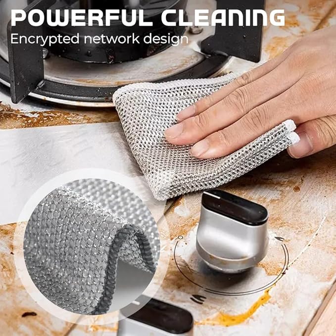 JUDUNA Multipurpose Wire Dishwashing Rags for Wet and Dry, 2024 New Metal Scrubbing Wire Dishwashing Rags Wire Washing Cloth, Wire Miracle Cleaning Cloths Non Scratch Wire Dishcloth (5 PCS)