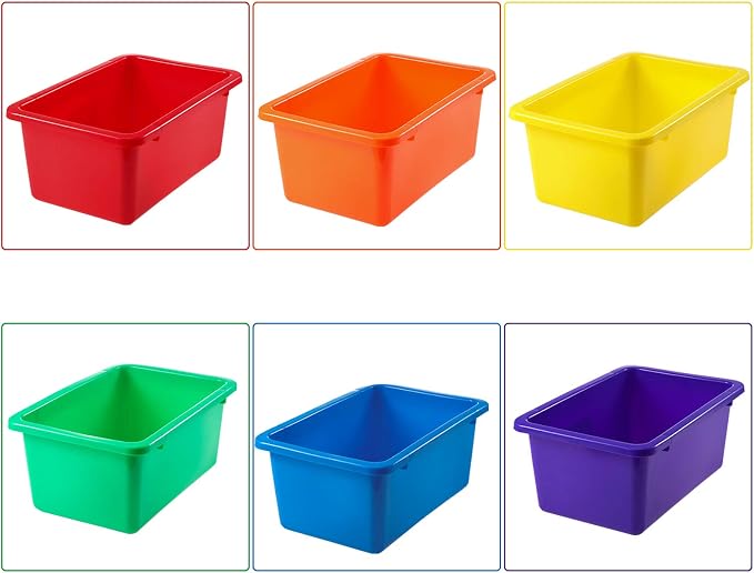 Zonon 12 Pcs Plastic Cubby Storage Bin Back to School Classroom Cubby Organization Storage Container with 1 Pack Self Adhesive Label for Office School Library(Colorful,15.51 x 11.57 x 4.92)