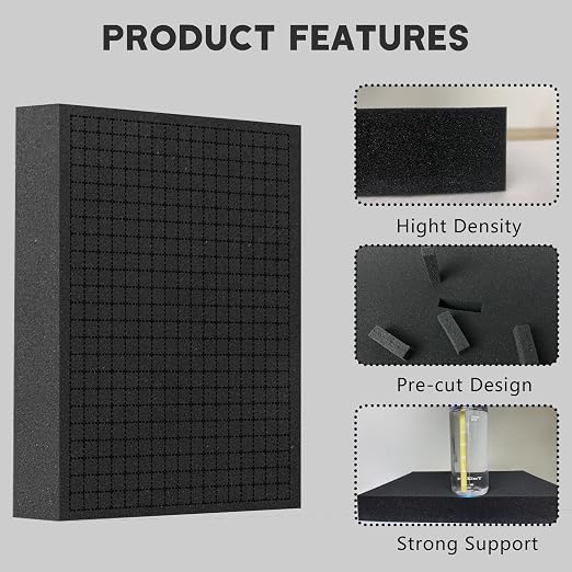 Pick and Pluck Foam Sheets, 1Pcs 16 x 12 x 3 Inch Pick Apart Foam Inserts for Camera Storage, Crafts, Tool Box, Storage Drawer