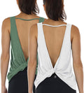 icyzone Women's Open Back High Neck Workout Athletic Gym Tank Tops