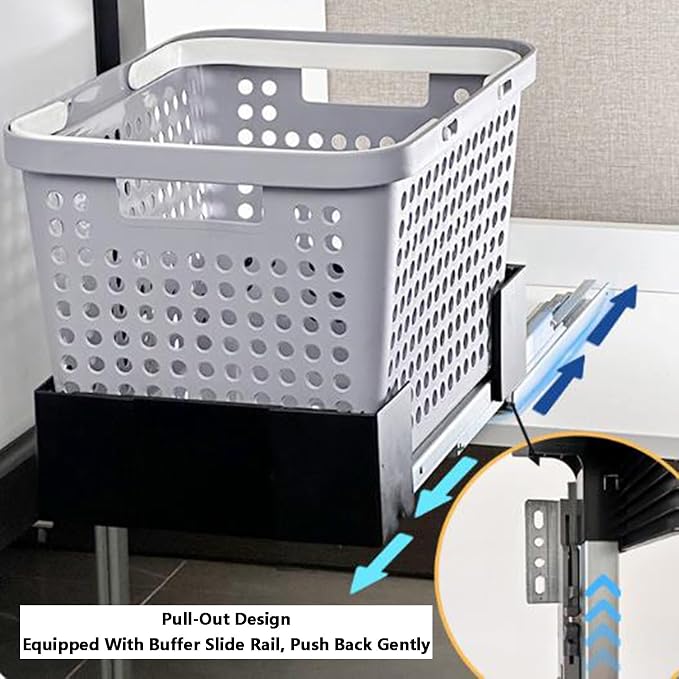 Closet Pull-Out Baskets,Removable Storage Basket,Clothing Pull Out Basket,for Pantry/Laundry/Bathroom/Mudroom(Color1)