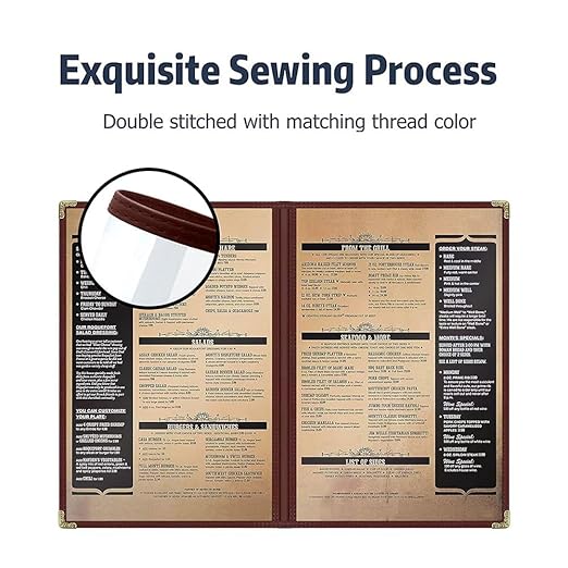 Goodsmart Restaurant Menu Covers – 25 Pack Burgundy 2-View, Top-Loading Menu Holders, Vinyl & Plastic Café Menu Covers, Clear Menu Sleeves, Fits 8.5" x 11", Leather-Style Design, Gold Corners