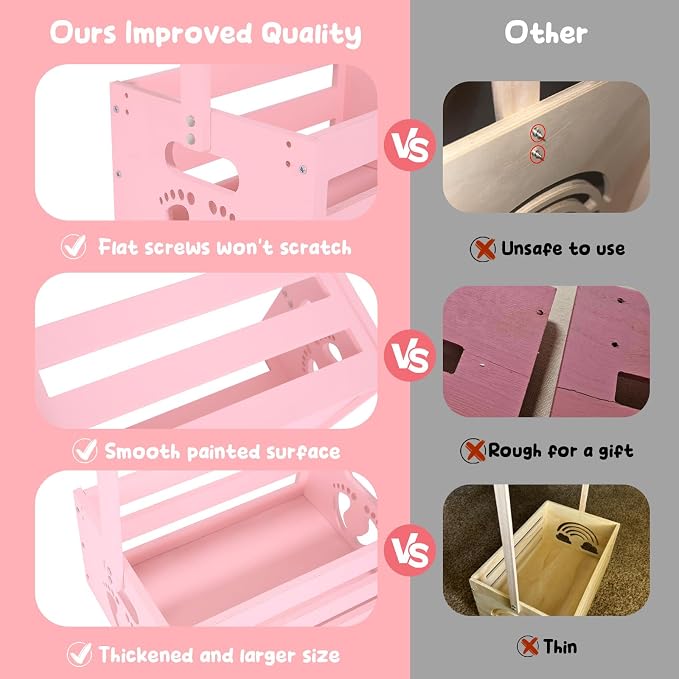 Baby Shower Gifts Basket Wooden Crate, Personalized Wooden Letters and Clothes Hangers New Born Baby Girl Boy Gifts Vine Decorations Cute Closet with Handle Pregnancy Gifts for New Mom Parents Pink