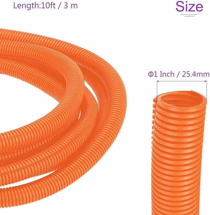 DMiotech 10ft Wire Loom Split Tubing 1 Inch(25.4mm) ID, Cord Protectors from Pet Flexible Conduit Cable Management for Office Home Garden, Orange