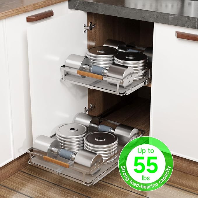 Expandable Pull Out Drawers for Cabinets, Kitchen Cabinet Slide Out Shelves, Adjustable Roll Out Drawers, X-Large 1 Pack