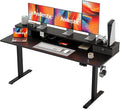 Agilestic 63 x 24 Inches Electric Standing Desk with 2 Storage Drawers, Stand Up Desk Adjustable Height, Sit and Stand Computer Table with Splice Board, White