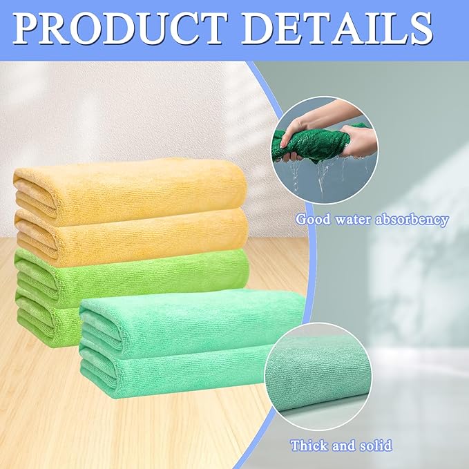 6 Pcs Extra Large Microfiber Cleaning Cloth, 20" x 30" Washable Reusable Large Floor Cloth Rags, Microfiber Towels for Mop Cleaning Office Bathrooms Housekeeping (Orange, Green)