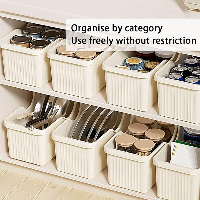 2/3 Pack Pull Out Cabinet Organizer Bin with Roll Wheels, Kitchen Bathroom Cabinet Under Sink Organizer and Storage, Multi-Use Cabinet Organizer Basket for Pantry Spice