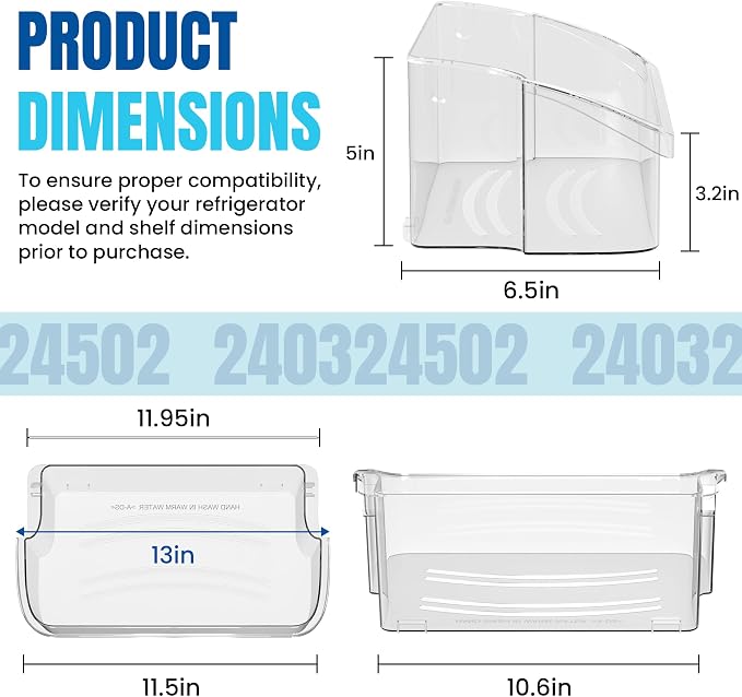AMI PARTS 240324502 Refrigerator Door Bin Shelf | Compatible with cro-sley,frigi-daire,ken-more Replace 844402,AP2549806,PS429767,EAP429767