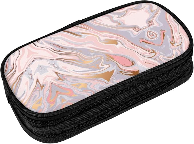 Perinsto Liquid Marble Texture Pencil Case Big Capacity Multi Compartment Stationery Box Pencil Pouch Holder Desk Organizer For School Office Home