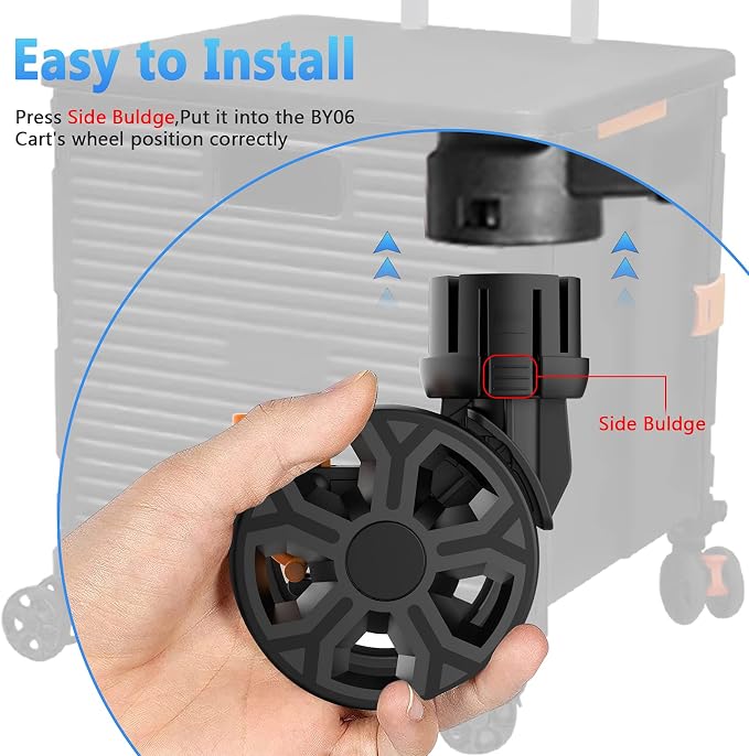 FELICON SELORSS Heavy Duty Rotation Swivel Wheels-Black-4PCS | 360°Rotate Wheel for BY06 BY06S BY06C BY10 BY10WX BY16 Folding Utility Cart Rolling Crate
