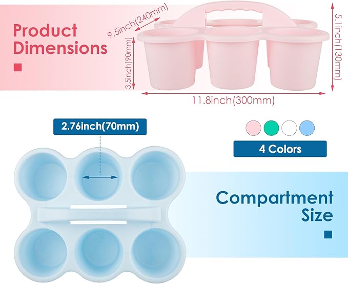 Classroom Caddy for School, Kidsroom, Pencil Holder, Plastic Cup Caddy for Drink Delivery, Pastel, 4 Pack