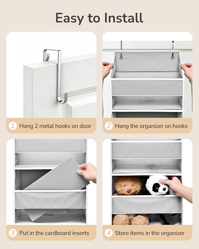 ULG 1 Pack Over Door Organizer Hanging Storage Light Gray